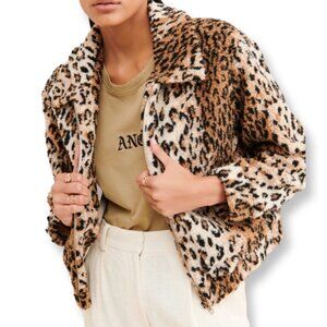 4Sienna Cheetah Prowl Jacket Faux Fur Zip Front Sherpa Size Small NWOT